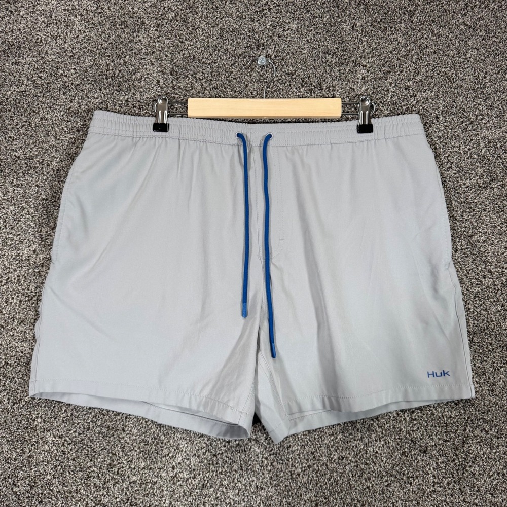 Huk Pursuit Volley Swim Shorts Mens XL/5.5 Gray Mesh Liner Performance Stretch
